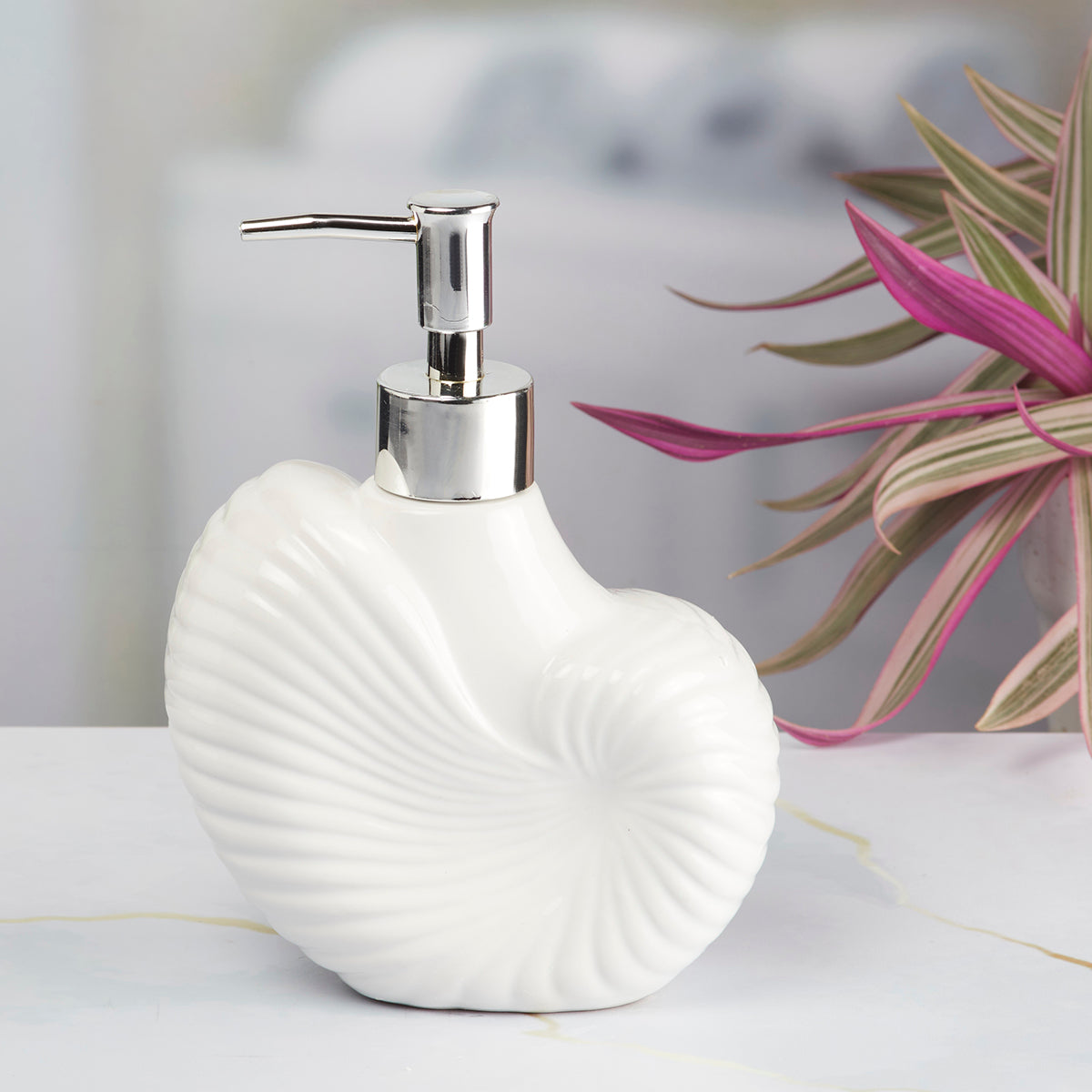 Ceramic Soap Dispenser handwash Pump for Bathroom, Set of 1, White (8463)