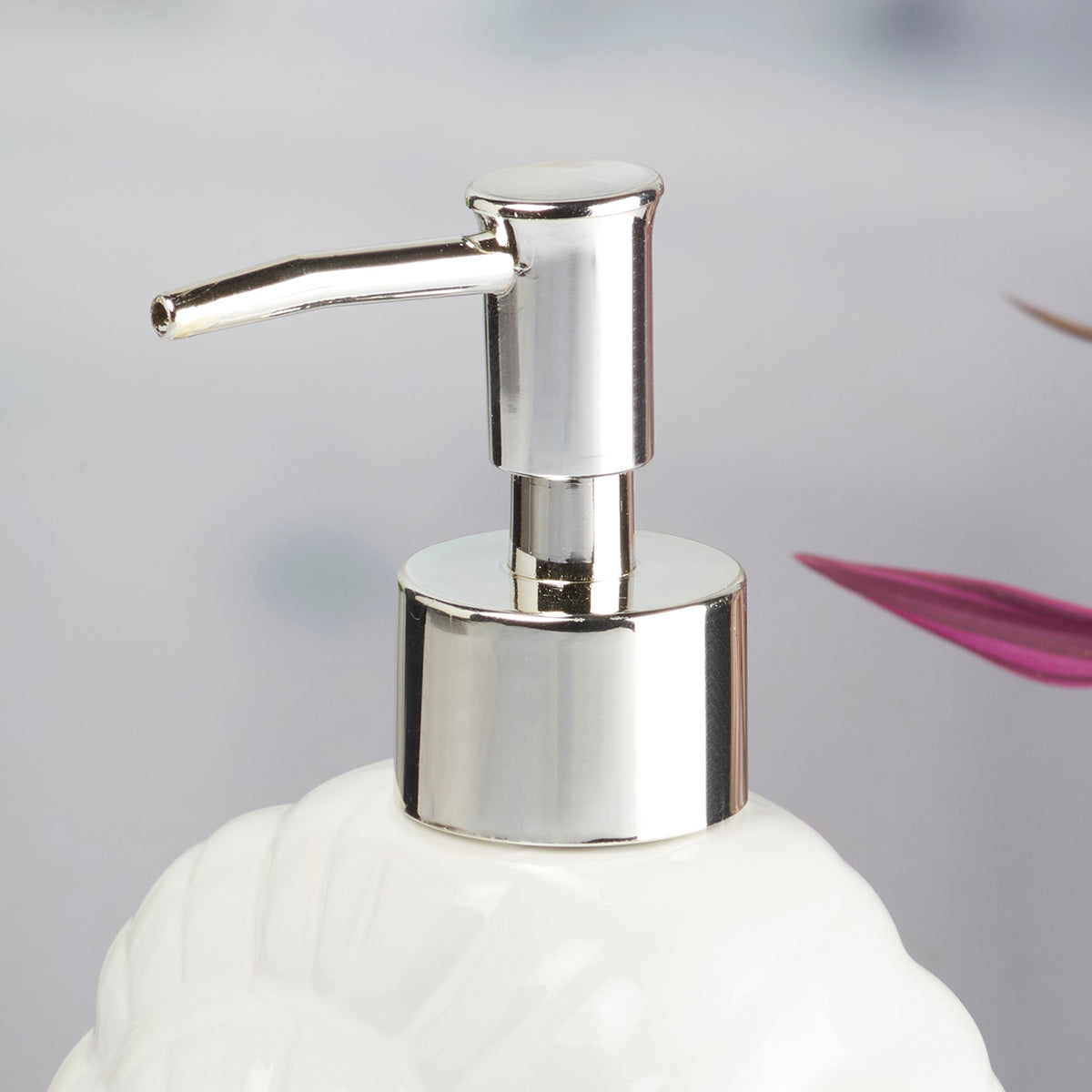 Ceramic Soap Dispenser handwash Pump for Bathroom, Set of 1, White  (8463)