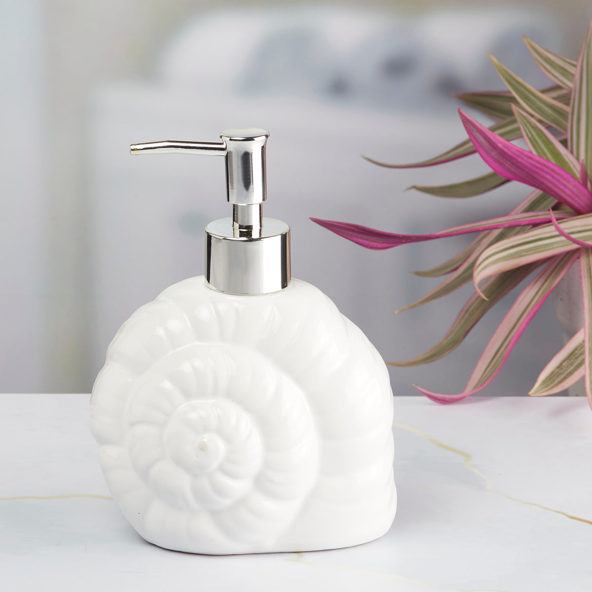 Ceramic Soap Dispenser handwash Pump for Bathroom, Set of 1, White (8462)