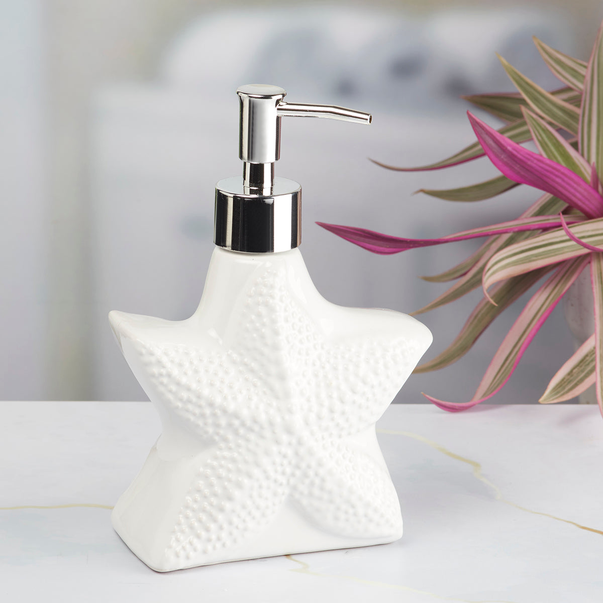 Ceramic Soap Dispenser handwash Pump for Bathroom, Set of 1, White (8465)