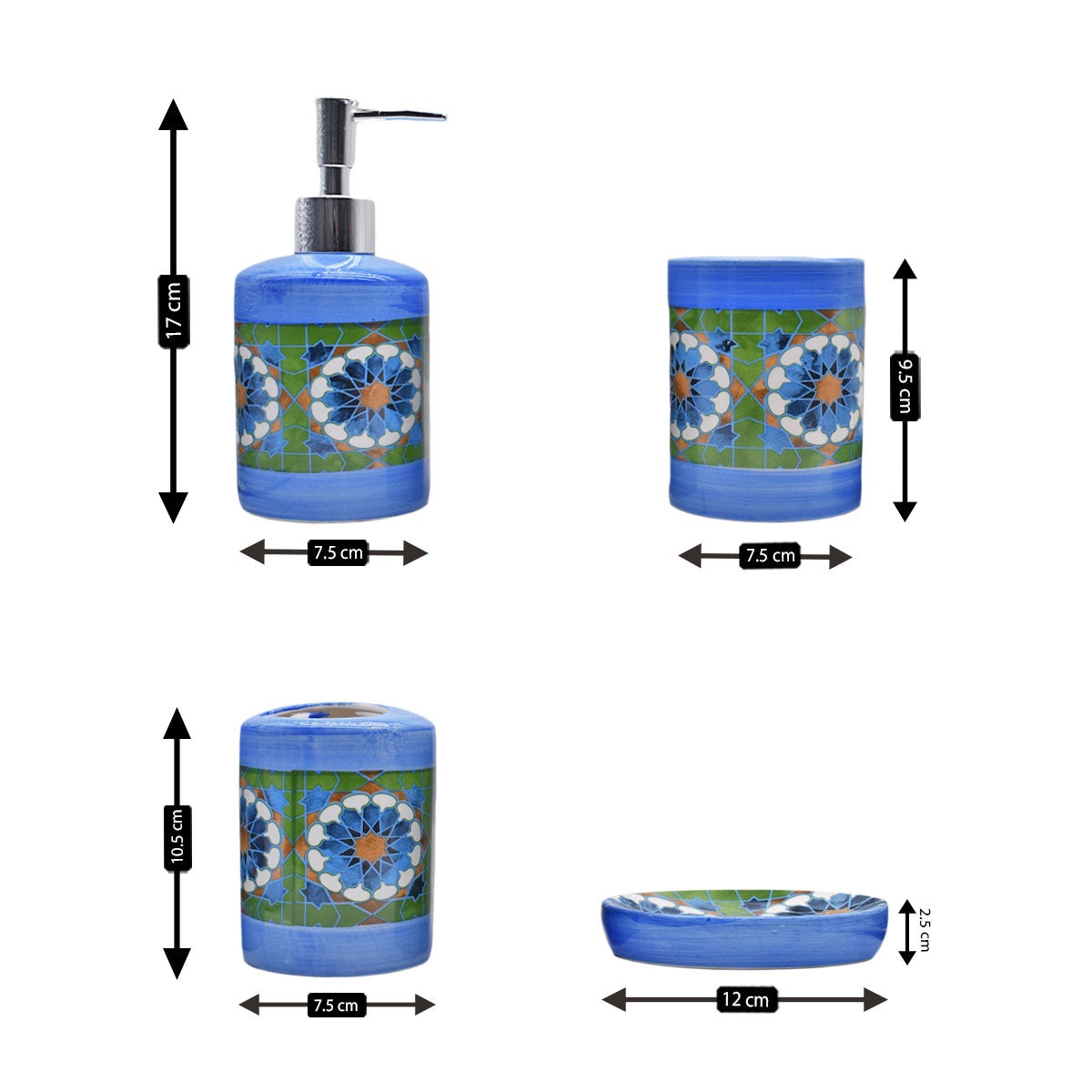 Kookee Ceramic Bathroom Sets, Blue, ART08471