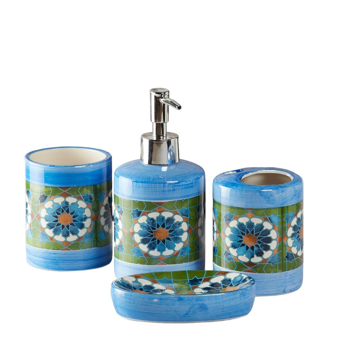 Kookee Ceramic Bathroom Sets, Blue, ART08471