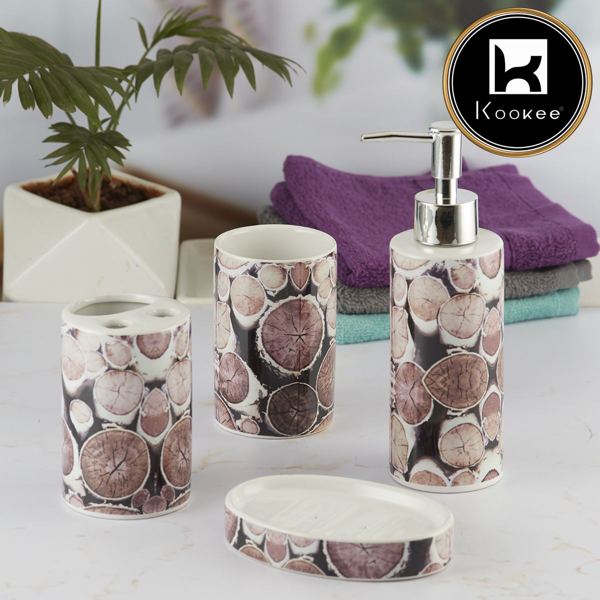 Kookee Ceramic Bathroom Sets, Multi, ART08477