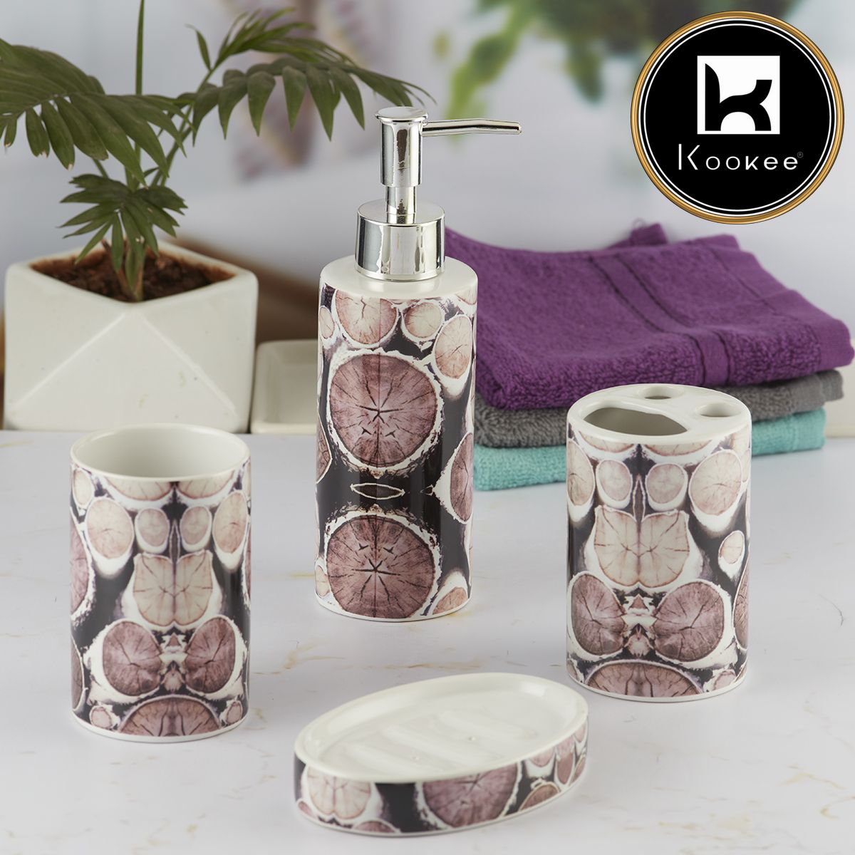 Kookee Ceramic Bathroom Sets, Multi, ART08477
