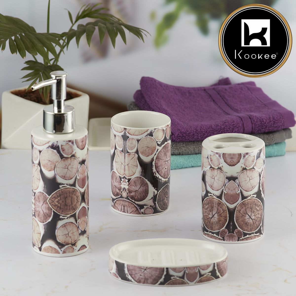 Kookee Ceramic Bathroom Sets, Multi, ART08477