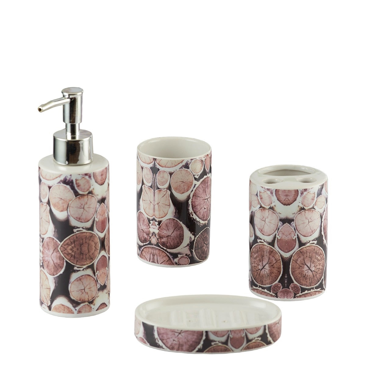Ceramic Bathroom Set of 4 with Soap Dispenser (8477)