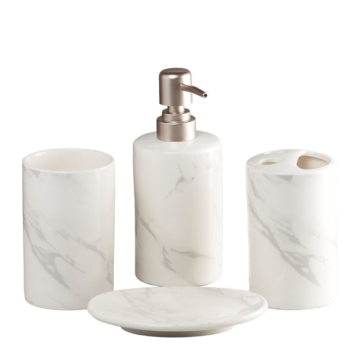 Ceramic Bathroom Set of 4 with Soap Dispenser (V-CBS-039-3)