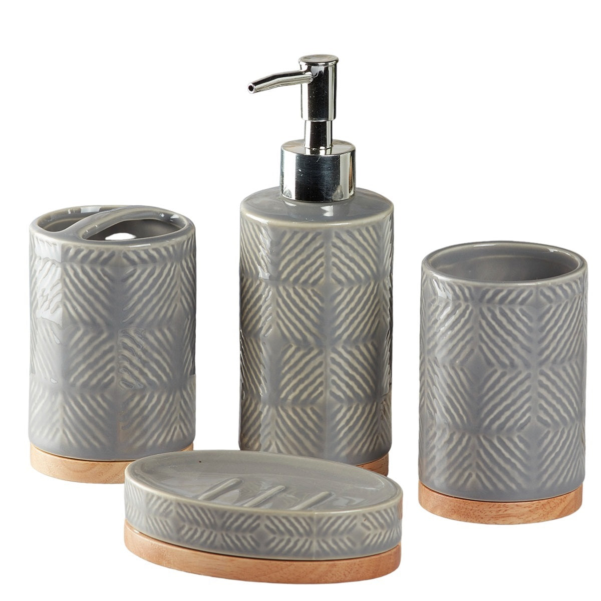 Kookee Ceramic Bathroom Sets, Grey, ART08480