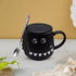 Fancy Ceramic Coffee or Tea Mug with Lid and Handle with Spoon (8506)