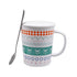 Fancy Ceramic Coffee or Tea Mug with Lid and Handle with Spoon (8536)