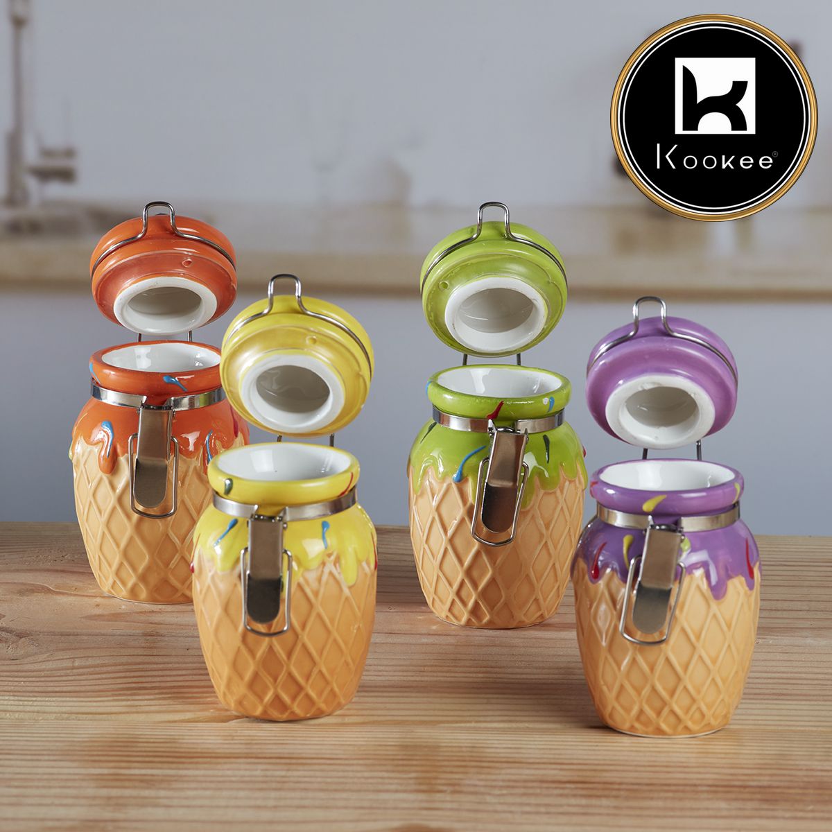 Kookee Canister Jars (Ceramic), Yellow, ART11553