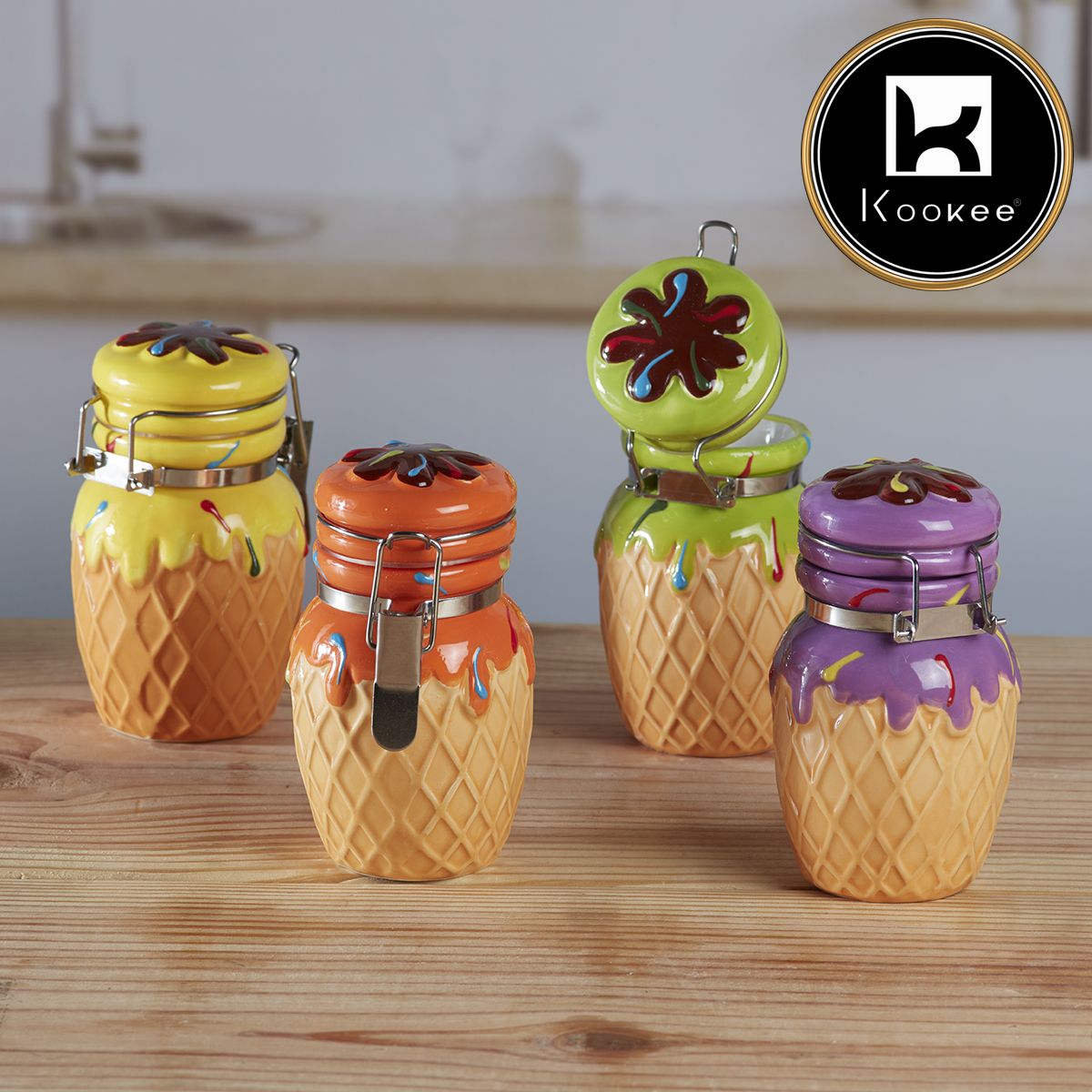 Kookee Canister Jars (Ceramic), Yellow, ART11553
