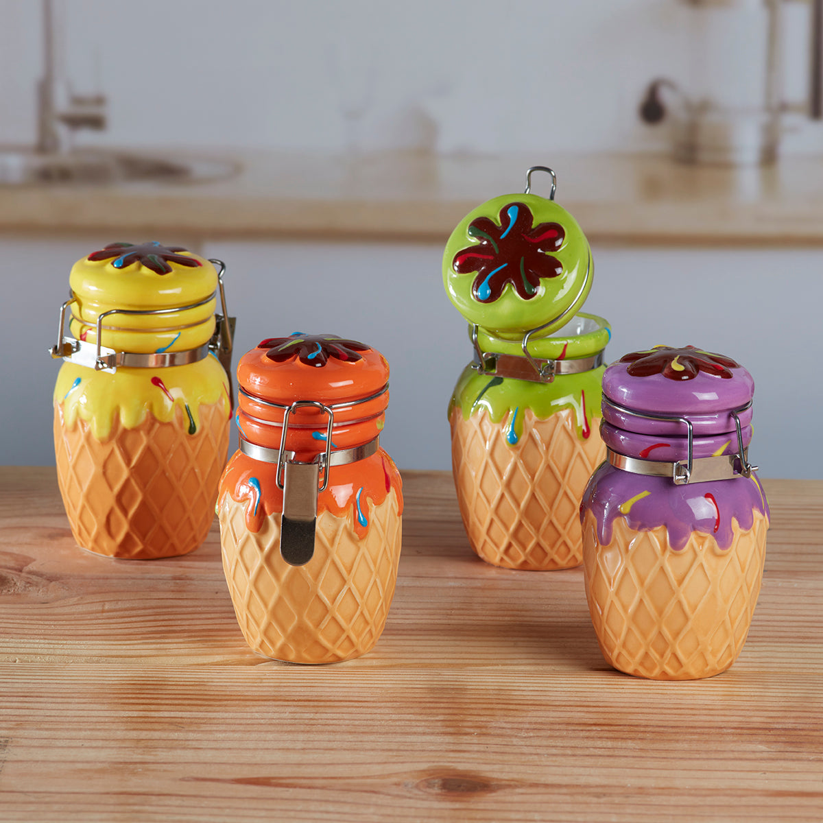 Ceramic Airtight Mini Canister Jar and Container for Kitchen (Pack of 1) (11551)