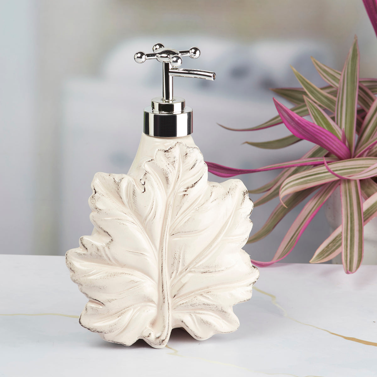 Ceramic Soap Dispenser handwash Pump for Bathroom, Set of 1, Beige (8638)