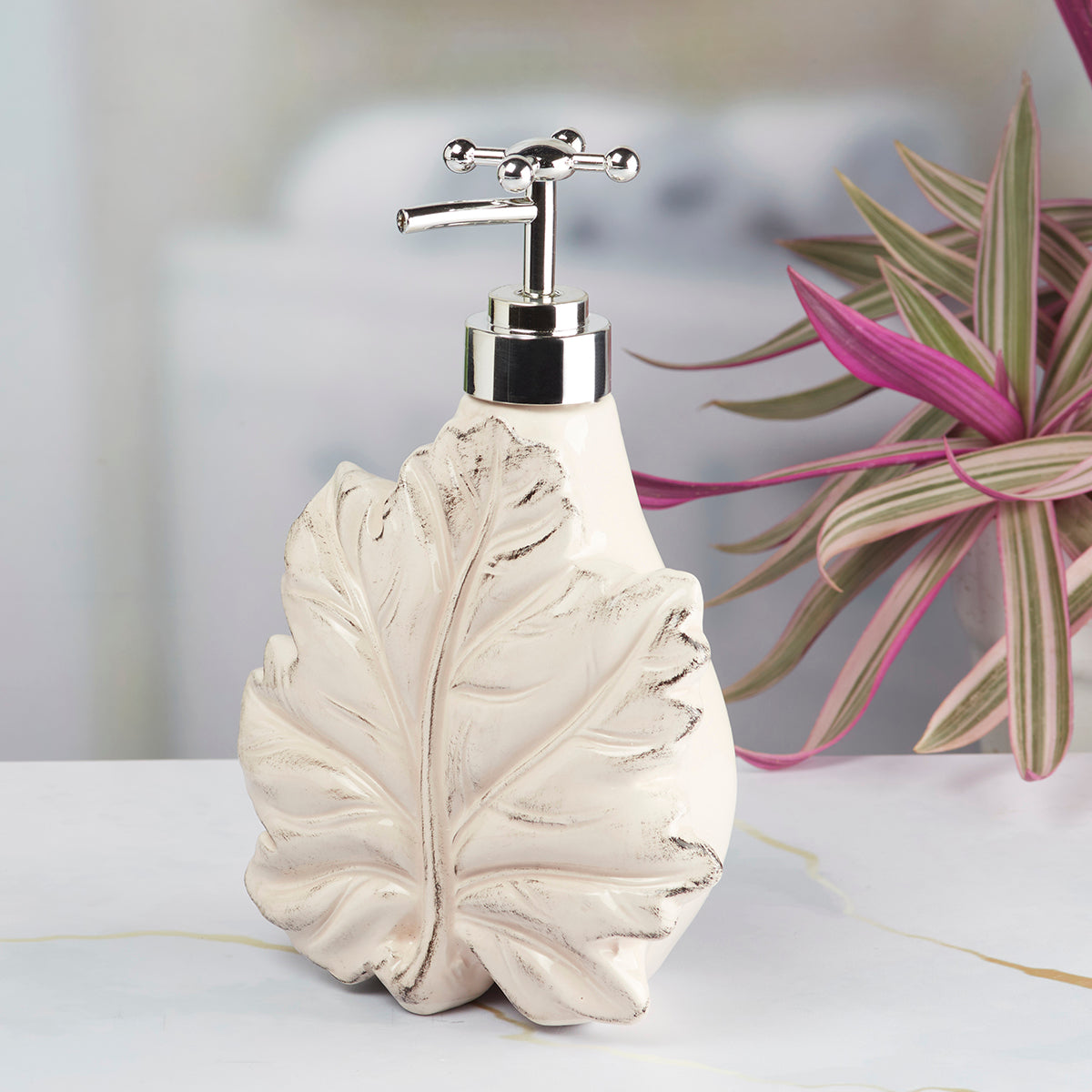 Ceramic Soap Dispenser for handwash for Bathroom, Beige, (Set of 1) (8638)