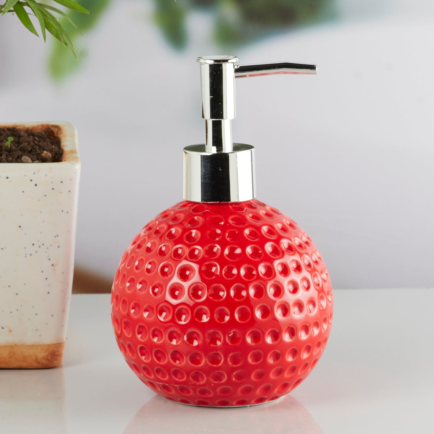 Ceramic Soap Dispenser handwash Pump for Bathroom, Set of 1, White (8653)