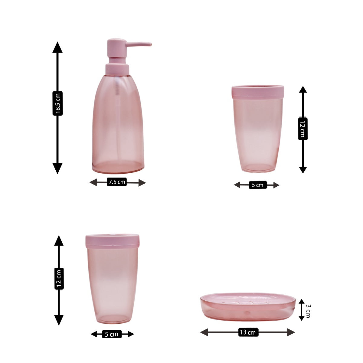 Acrylic Set of 4 Bath Set with Soap Dispenser (8662)