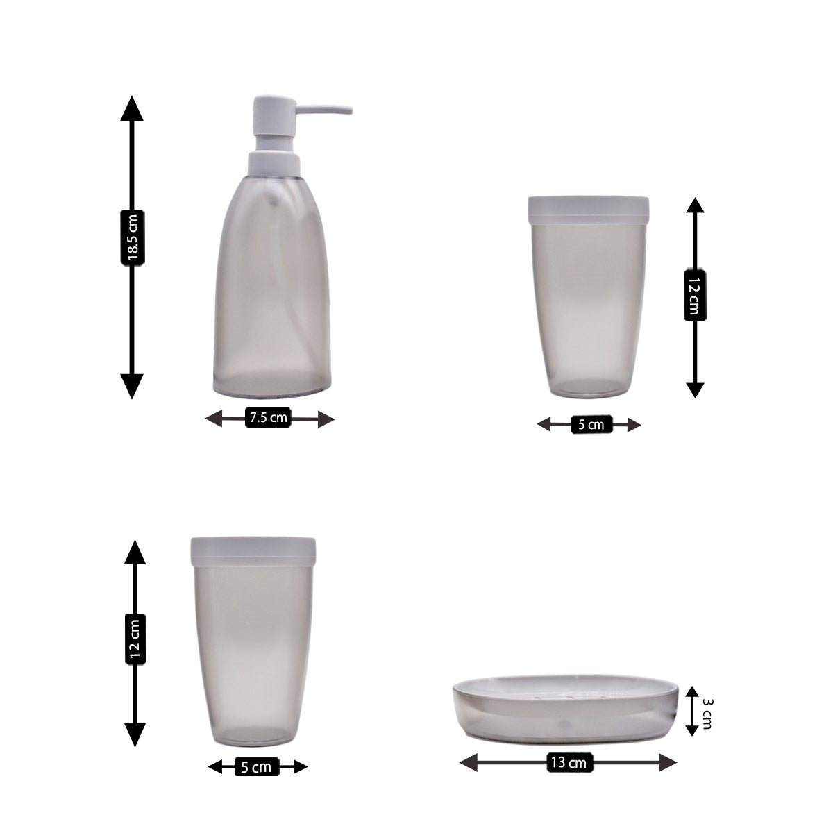 Acrylic Set of 4 Bath Set with Soap Dispenser (8663)