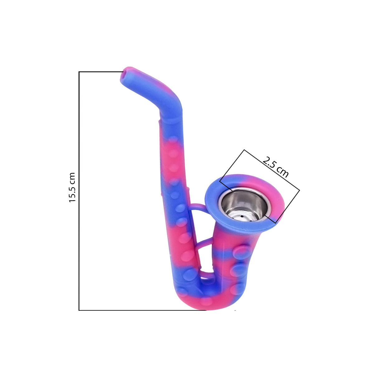 Silicone Unbreakable Smoking Pipe, Tobacco Pipes with Steel Bowl, Blue Pink (V-PIPE-001-2)