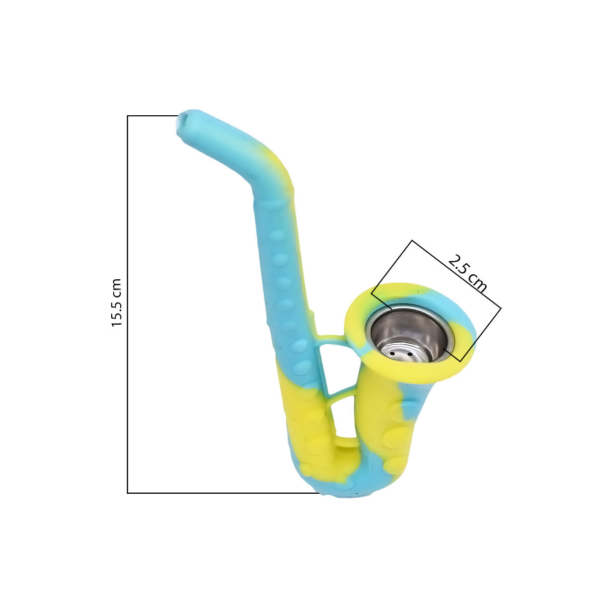 Silicone Unbreakable Smoking Pipe, Tobacco Pipes with Steel Bowl, Blue Yellow