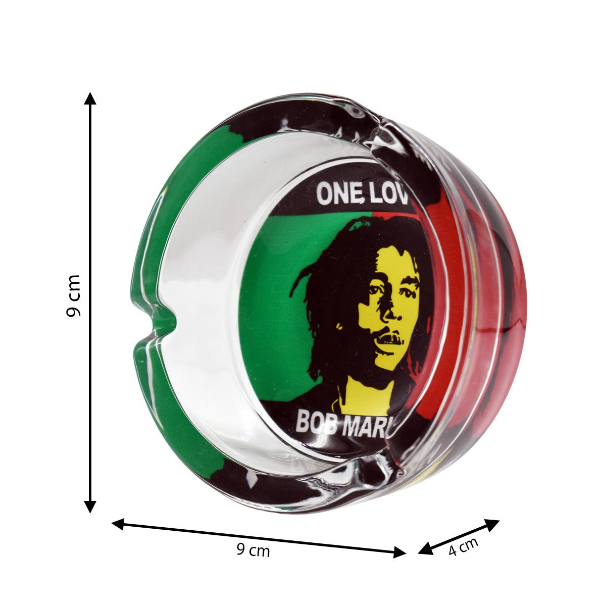 Glass Ashtray, Round, One Love (Diemeter: 8.5cm)