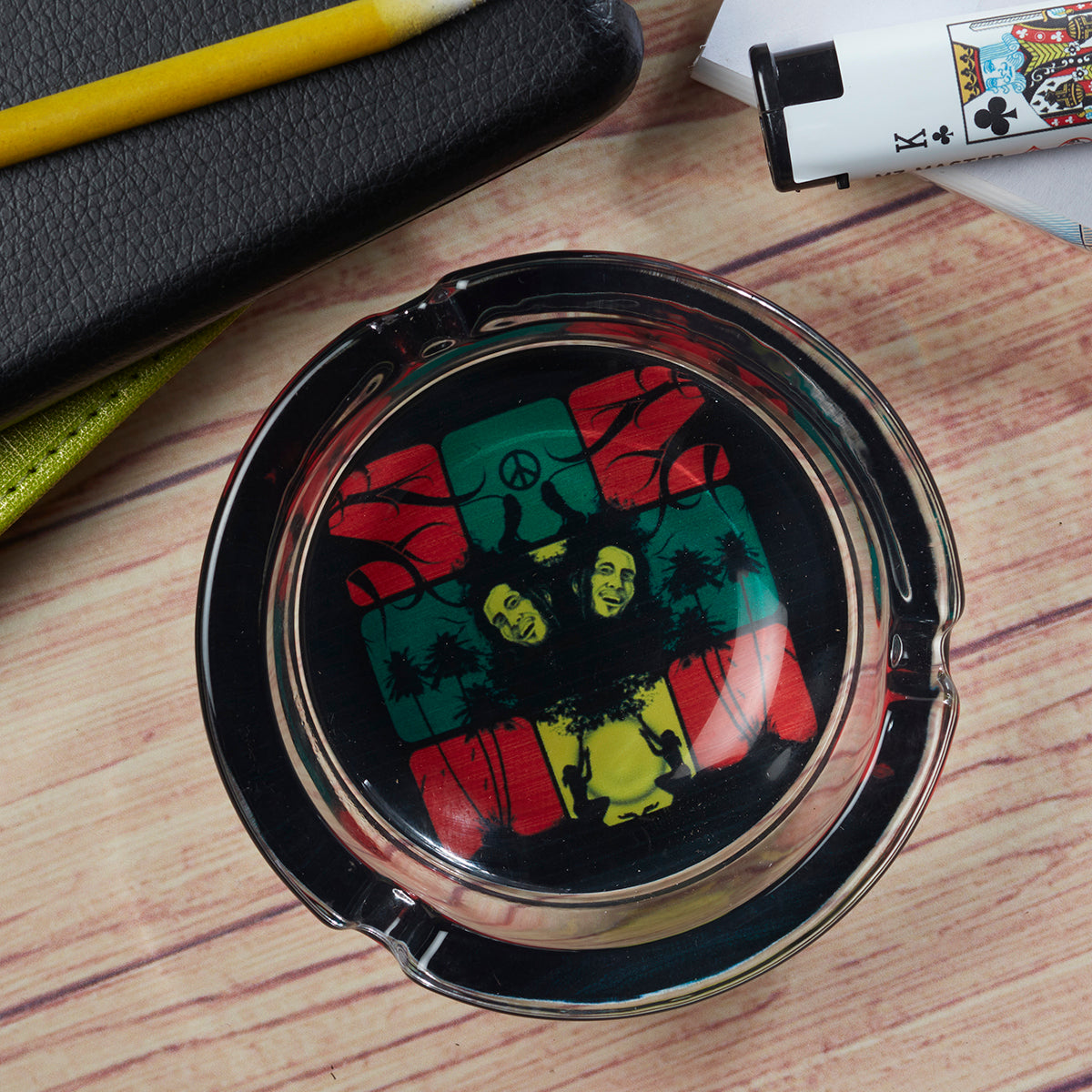 Glass Ashtray, Round, Multi (Diemeter: 8.5cm)