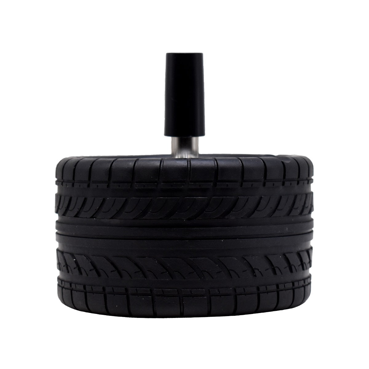 Smokeless Metal and Ruber Push Down Ashtray, Round, Silver