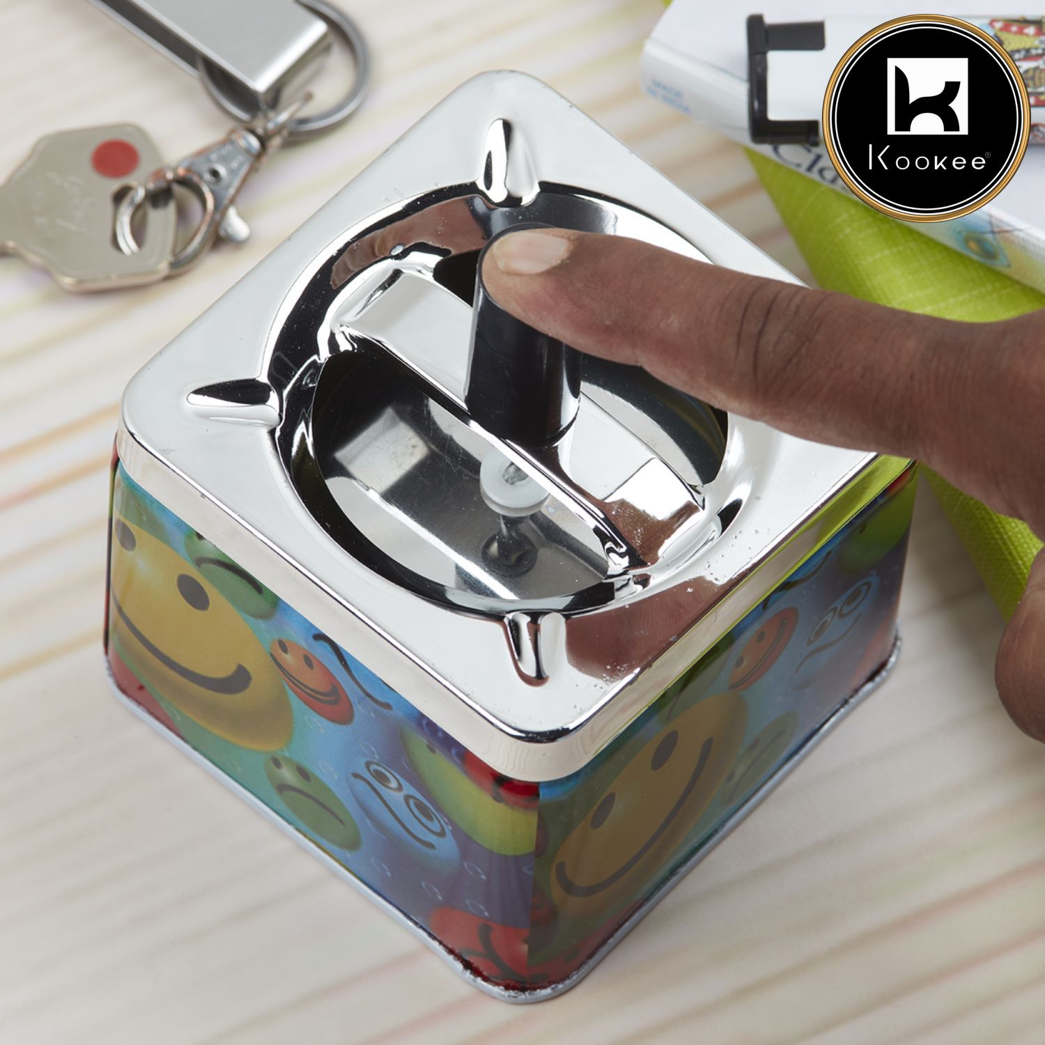 Kookee Push Down Ashtrays, Multi, ART08750