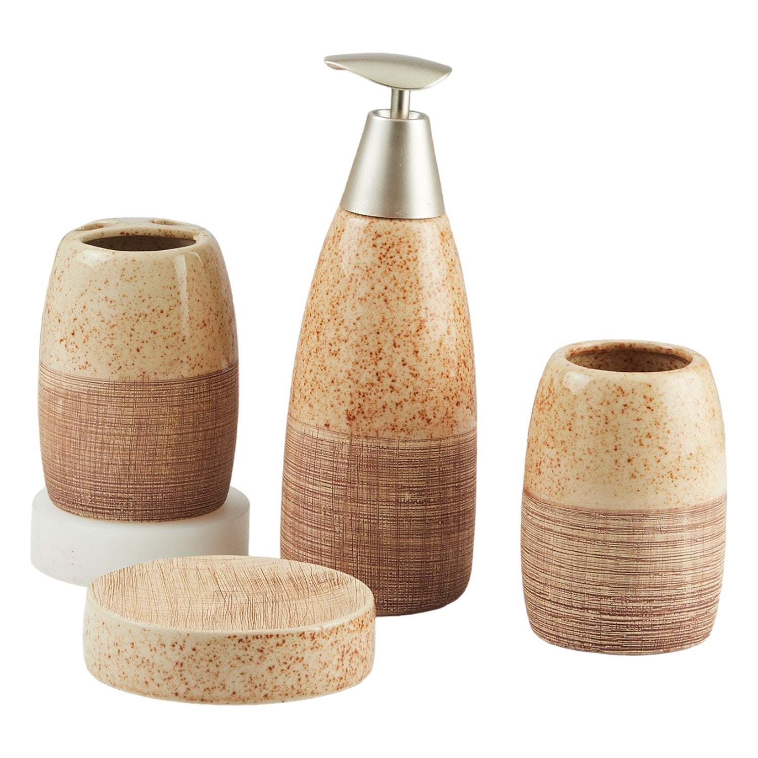 Ceramic Bathroom Accessories Set of 4 with Soap Dispenser (8806)