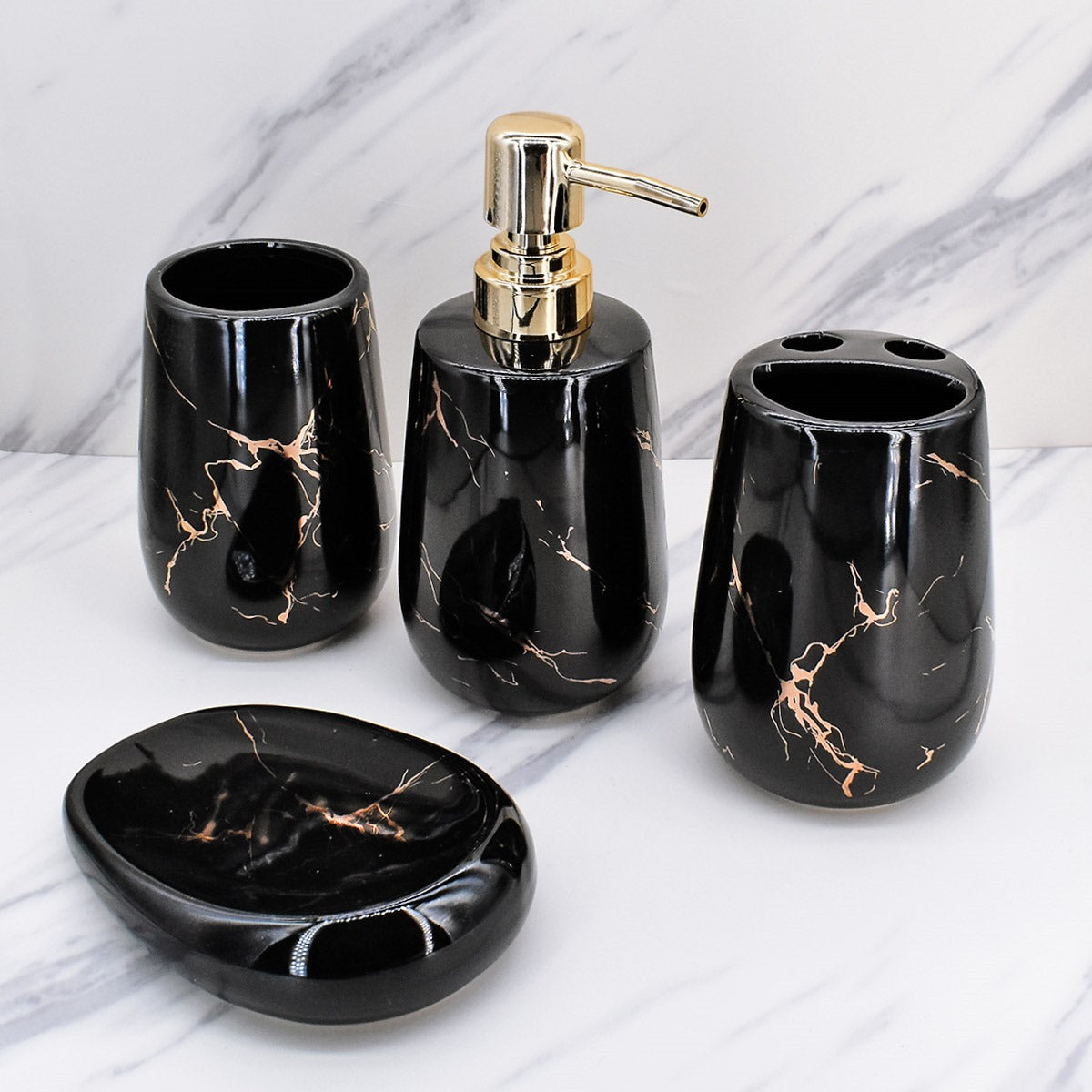 Kookee Ceramic Bathroom Sets, Black, ART08841