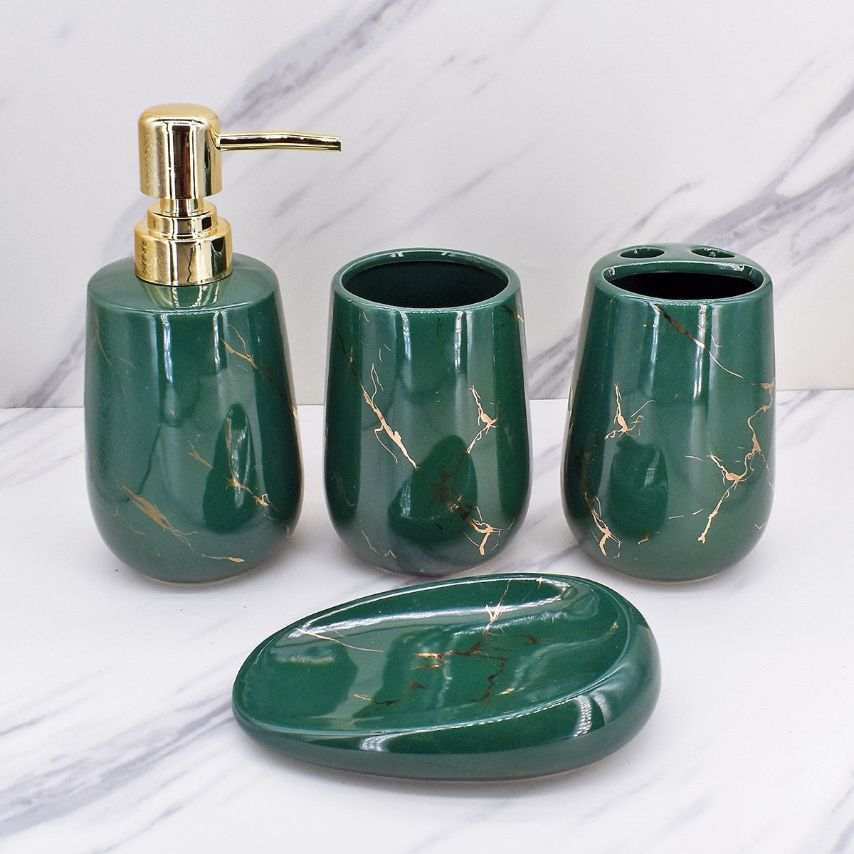 Kookee Ceramic Bathroom Sets, Green, ART08843