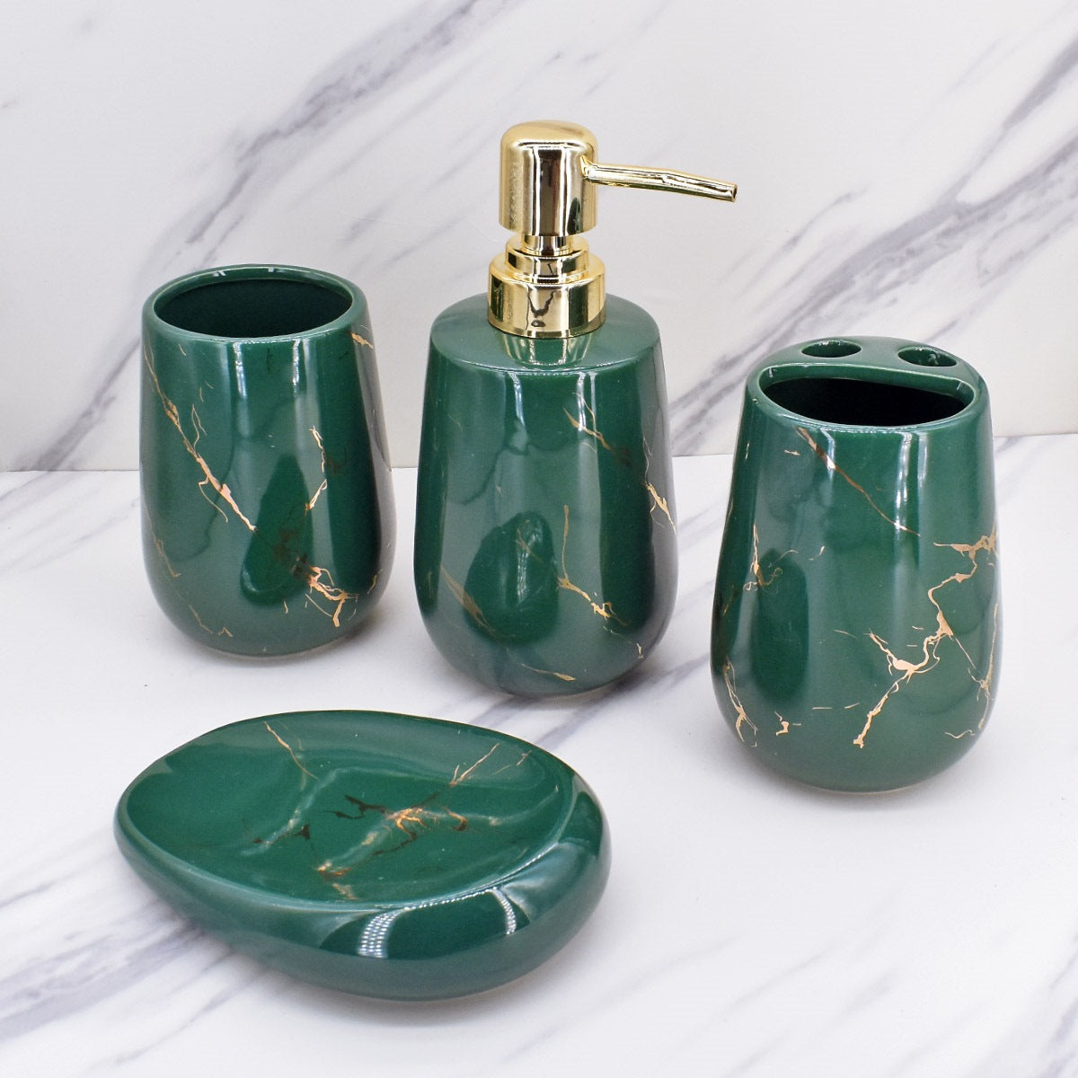 Kookee Ceramic Bathroom Sets, Green, ART08843