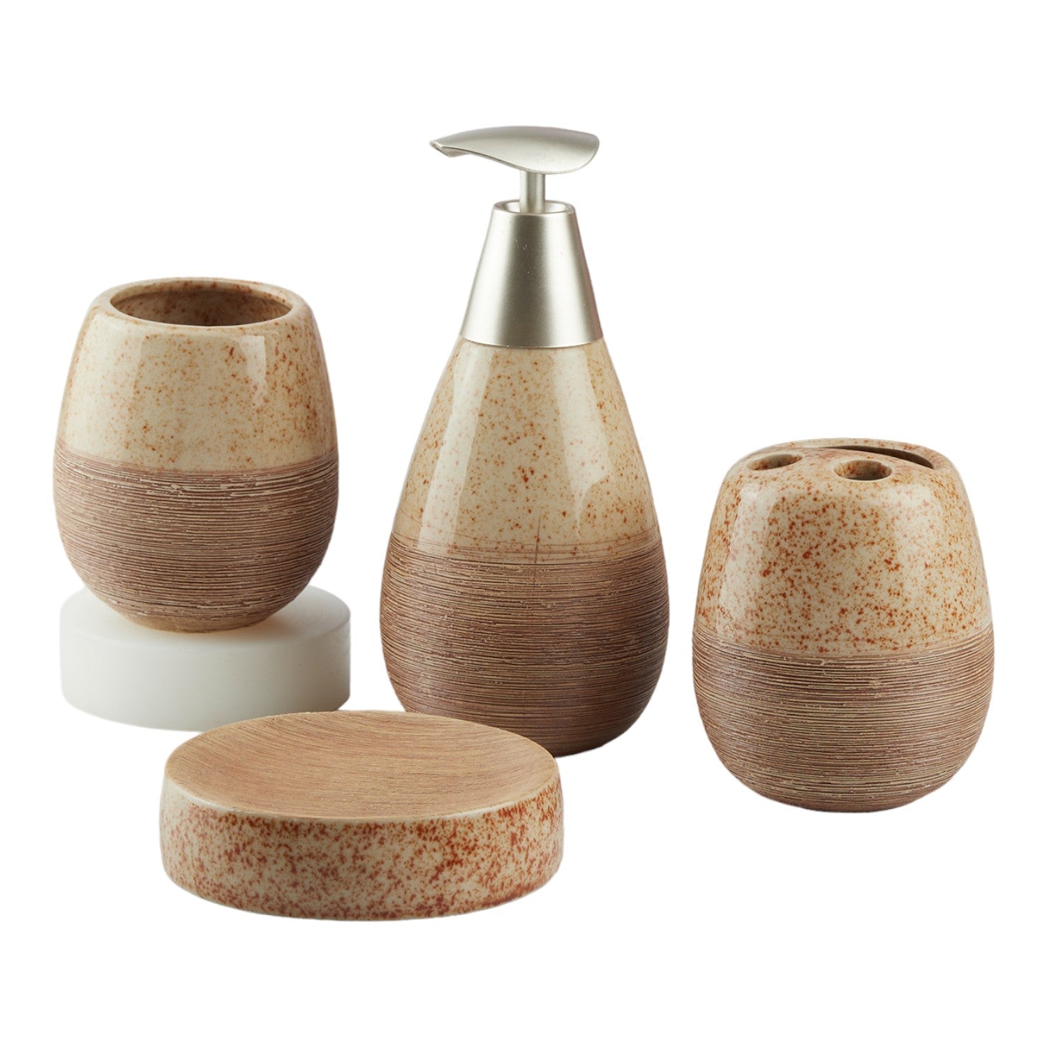 Ceramic Bathroom Accessories Set of 4 Bath Set with Soap Dispenser (8849)