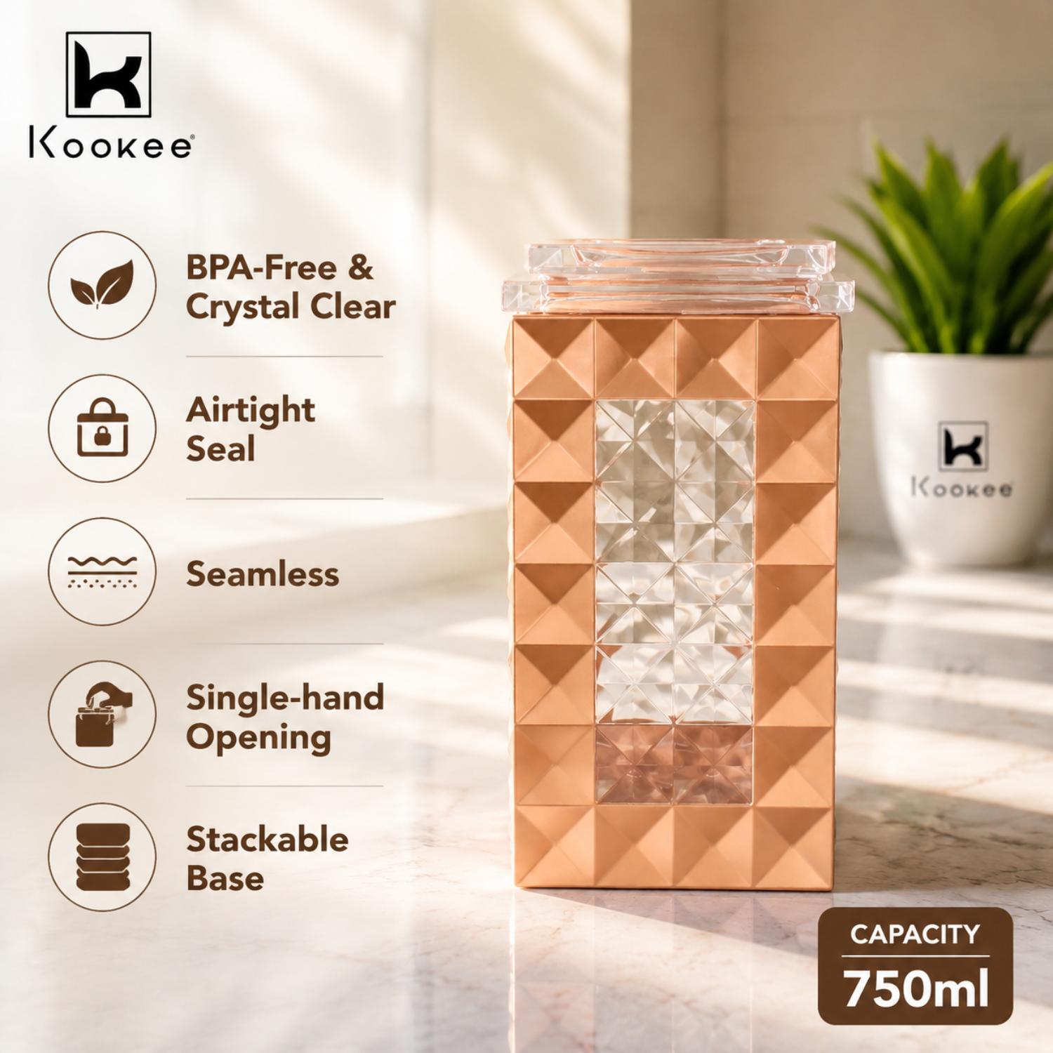Kookee Canister Jars (Acrylic), Rose Gold, ART08924