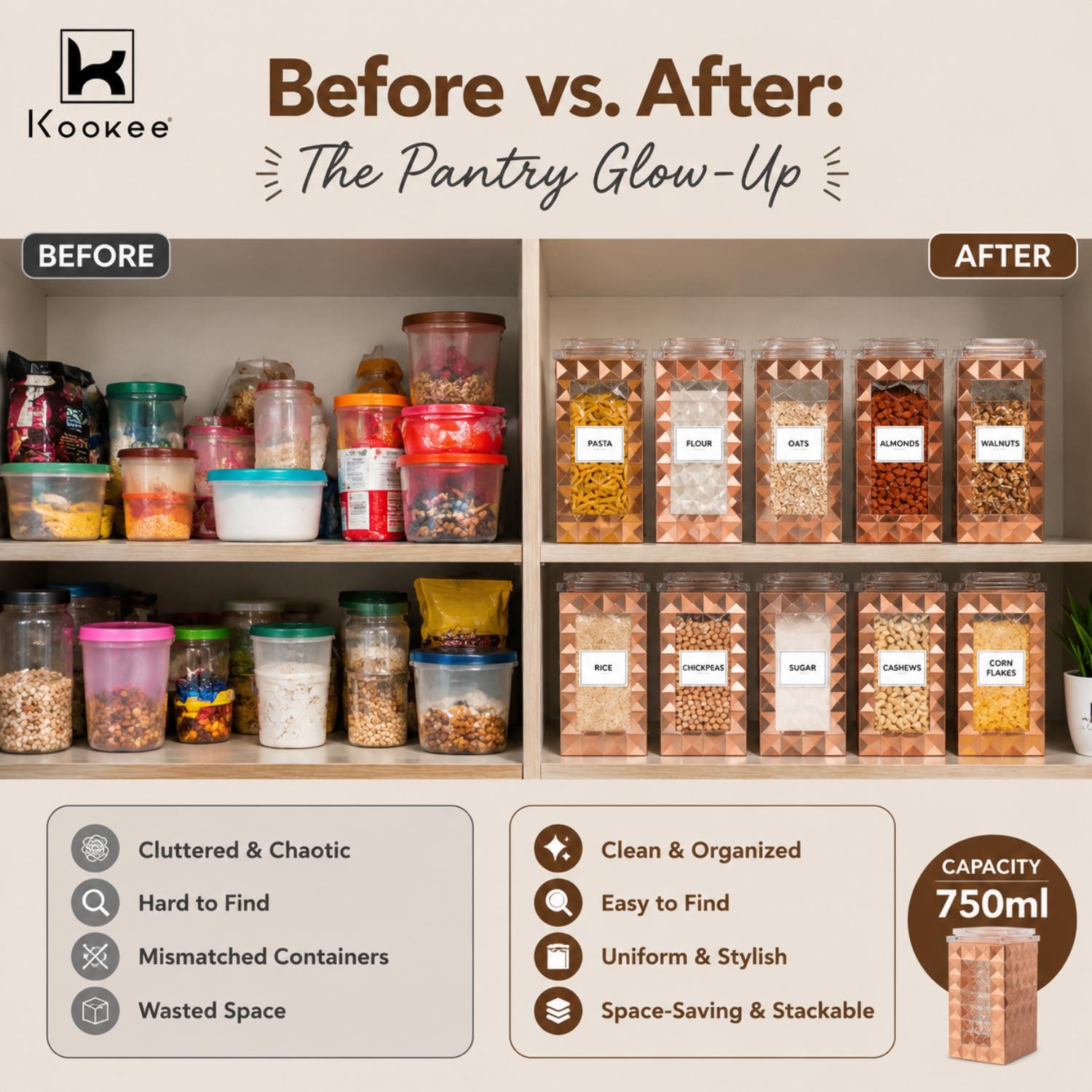Kookee Canister Jars (Acrylic), Rose Gold, ART08924