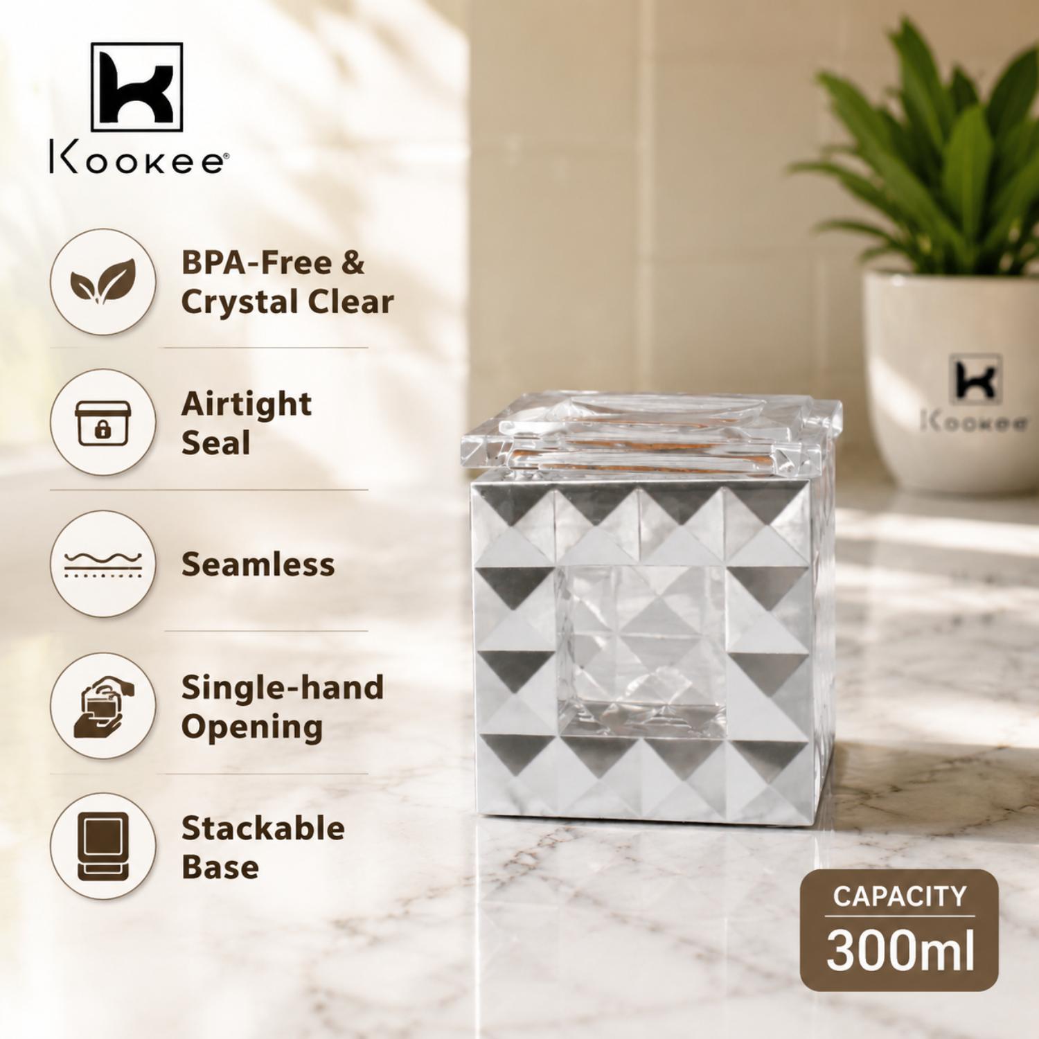Kookee Canister Jars (Acrylic), Silver, ART08927