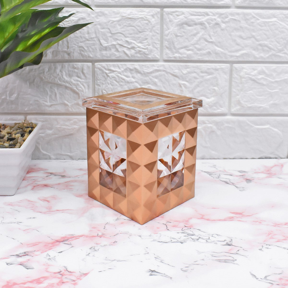 Acrylic Airtight Canister Jar & Container, Square, Copper (4x7 in) (8924)