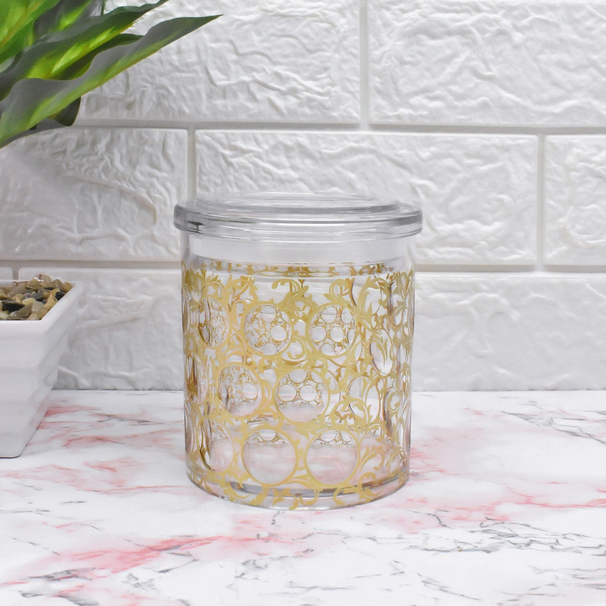 Acrylic Airtight Canister Jar & Container, Round, Silver (4x4.5 in) (8950)