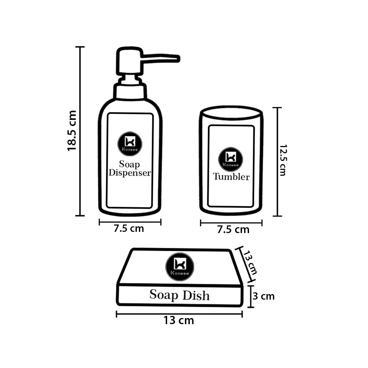 Kookee Ceramic Bathroom Sets, Multi, ART08993