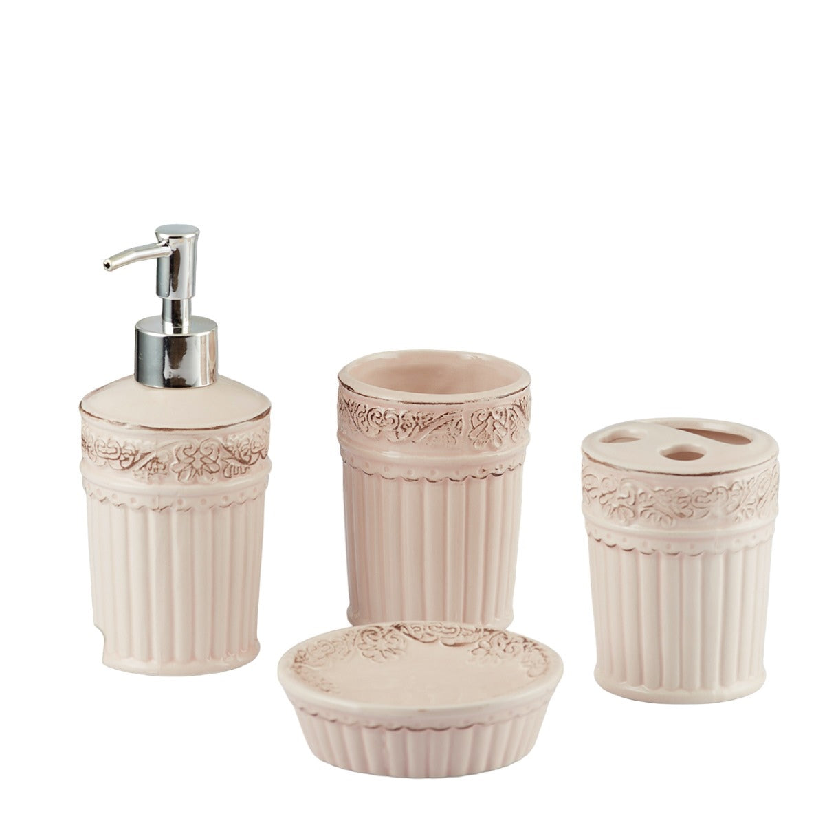 Ceramic Bathroom Set of 4 with Soap Dispenser (9595)
