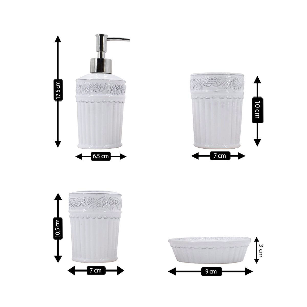 Ceramic Bathroom Set of 4 with Soap Dispenser (9596)