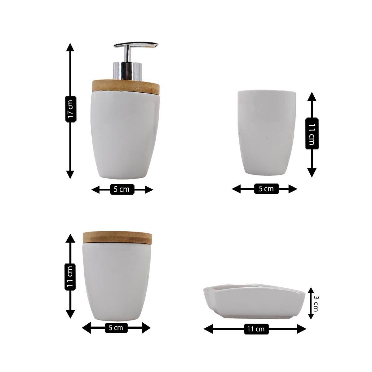 Ceramic Bathroom Set of 4 with Soap Dispenser (9597)