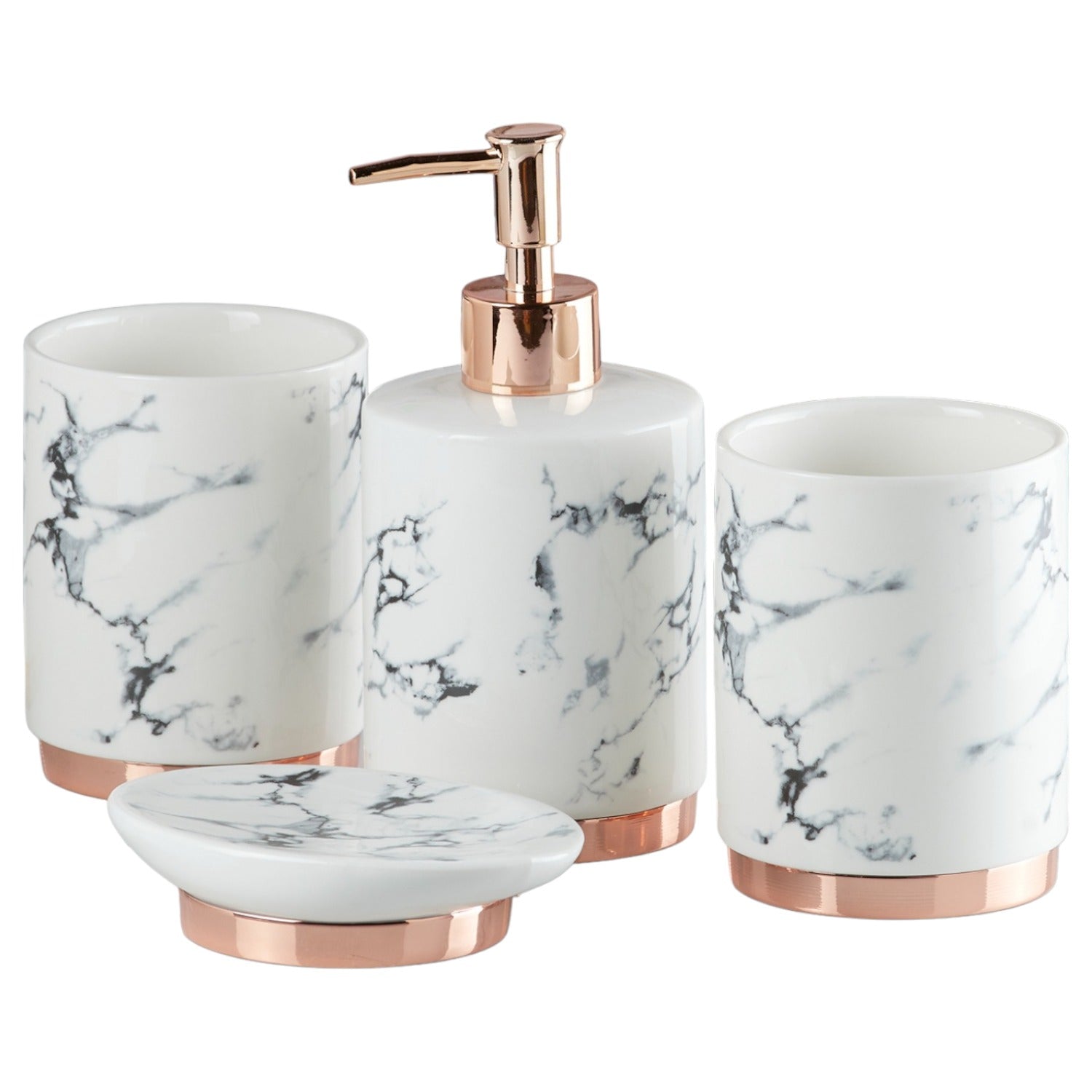 Ceramic Bathroom Set of 4 with Soap Dispenser (V-CBS-008-3)