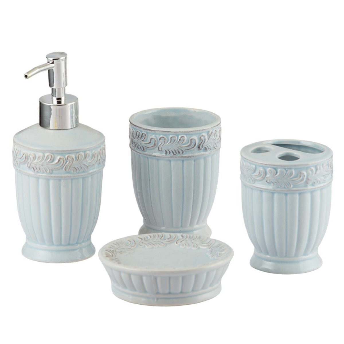 Ceramic Bathroom Set of 4 with Soap Dispenser (9602)