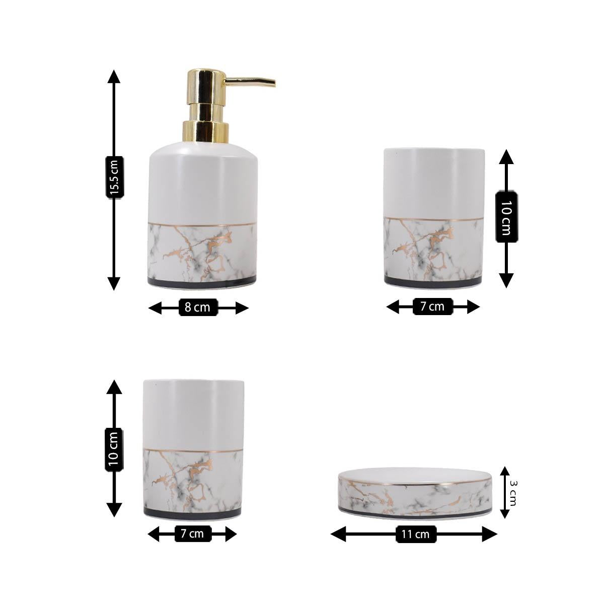 Ceramic Bathroom Set of 4 with Soap Dispenser (7660)