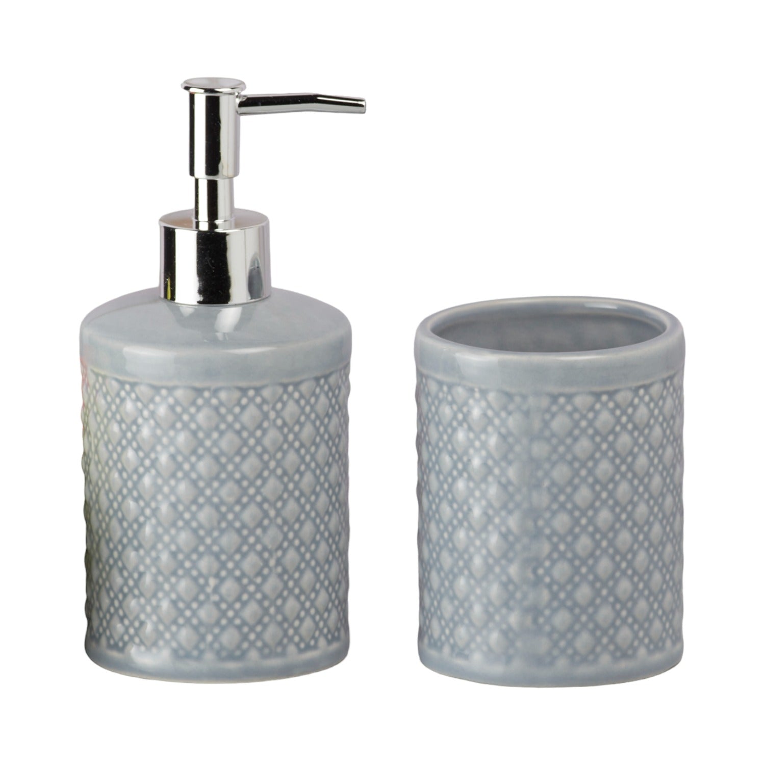 Ceramic Bathroom Accessories Set of 2 with Soap Dispenser (9605)
