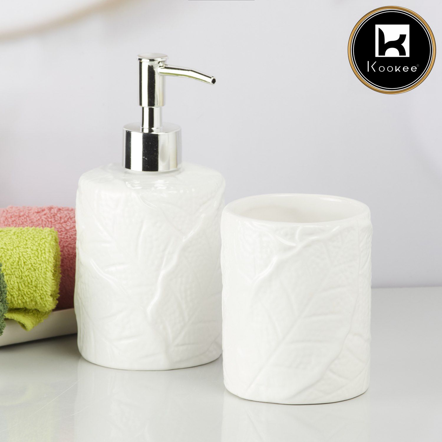 Kookee Ceramic Bathroom Sets, White, ART09608