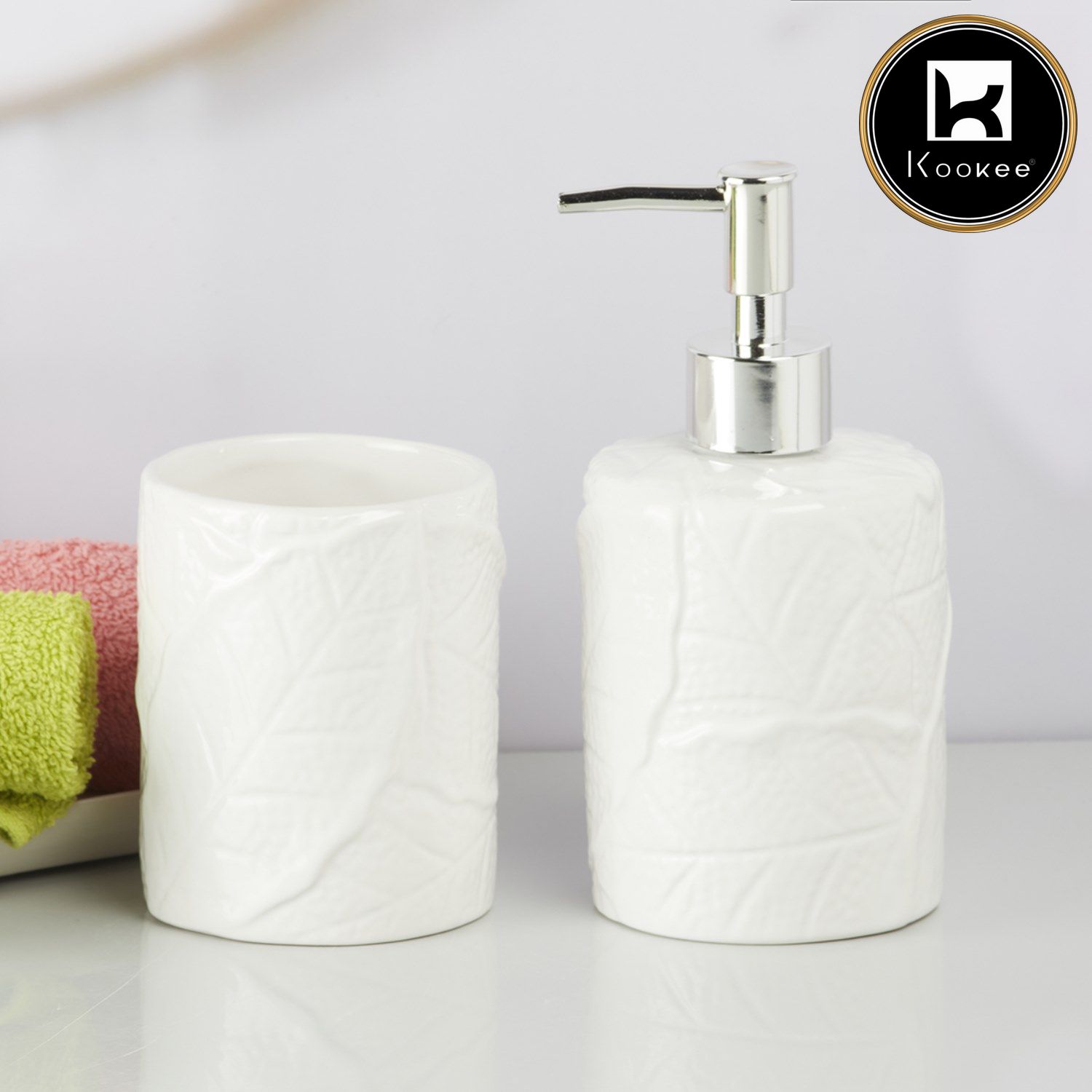 Kookee Ceramic Bathroom Sets, White, ART09608