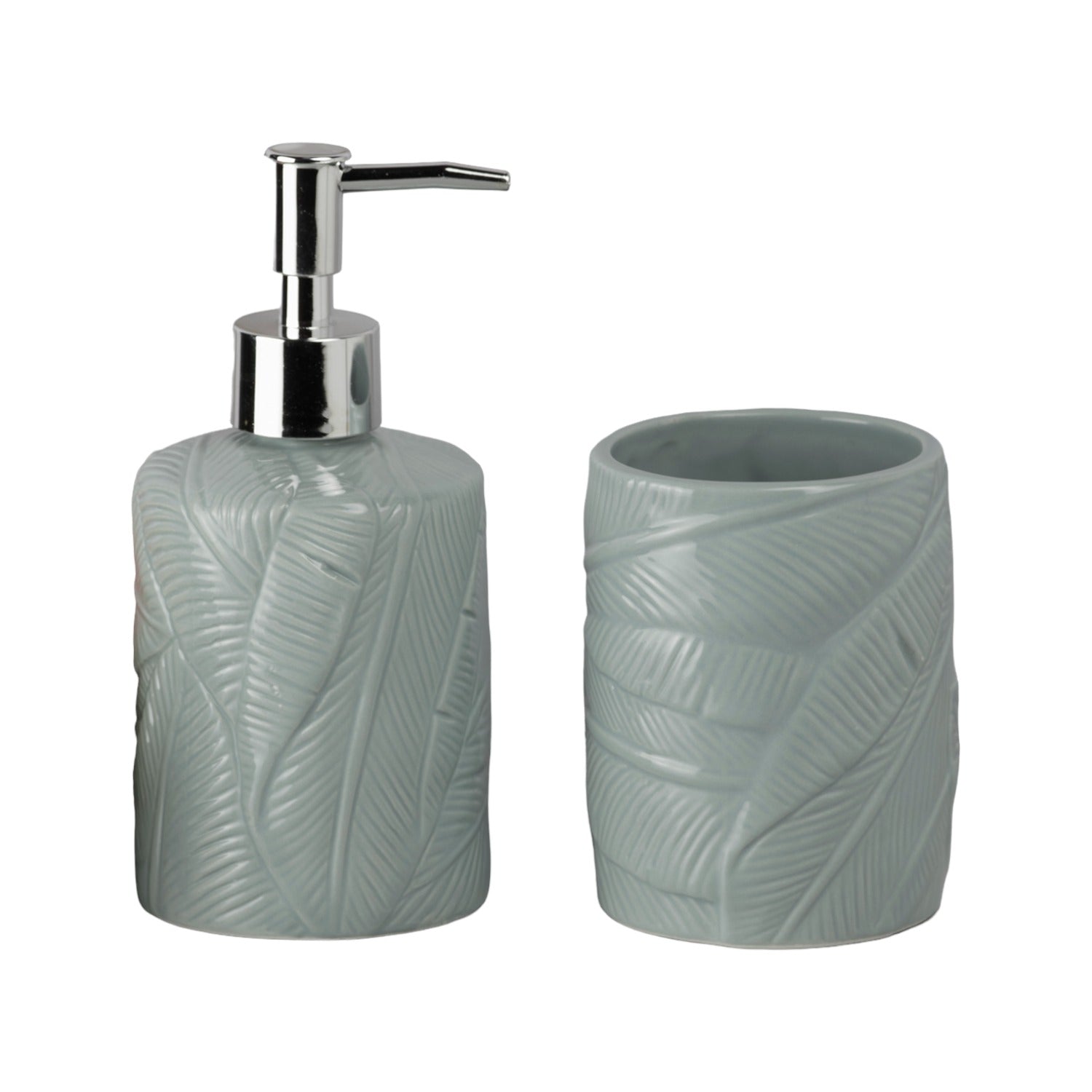 Ceramic Bathroom Accessories Set of 2 with Soap Dispenser (V-CBS-003-3)