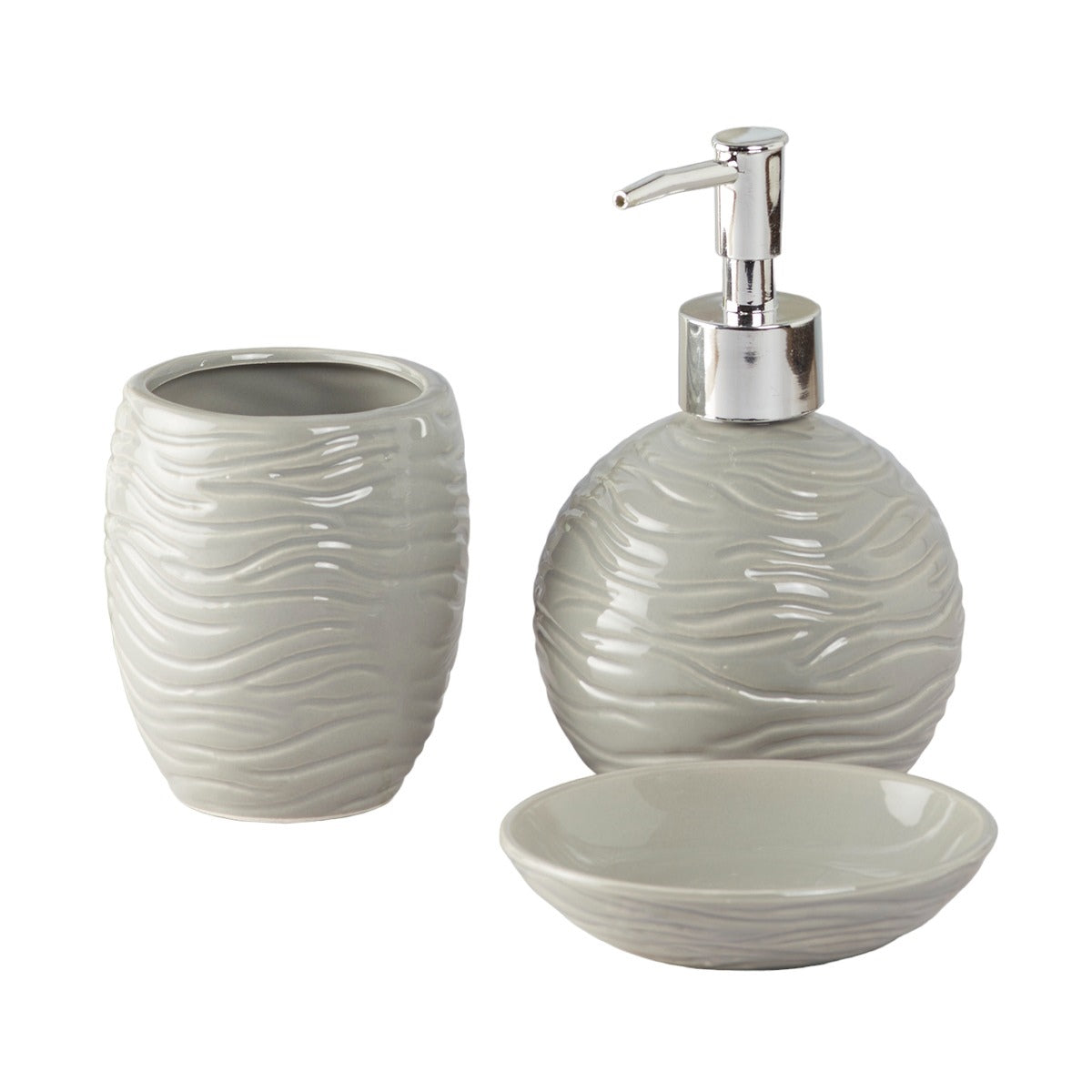 Kookee Ceramic Bathroom Sets, Grey, ART09616